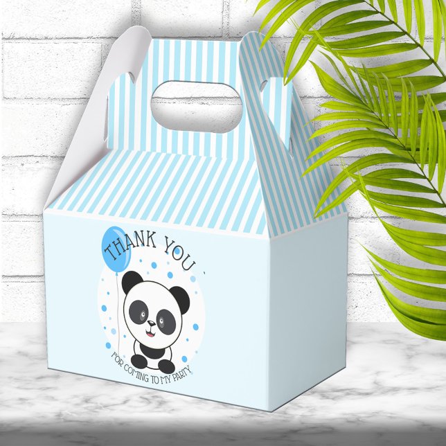 Cutie Blue Panda Birthday Party Favor Boxes (Creator Uploaded)