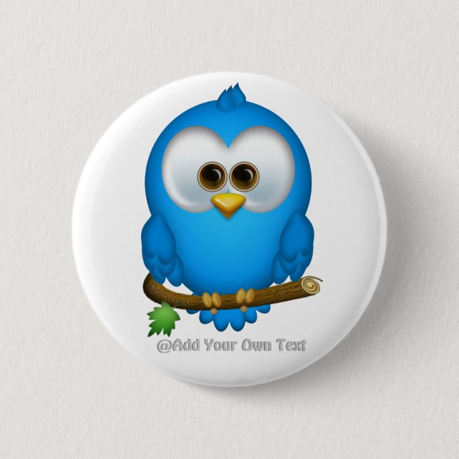 Cutie Blue Tweet Bird Personalized Buttons (Front)