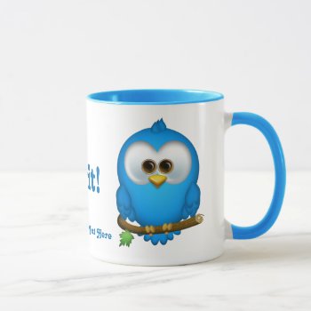 Cutie Blue Tweet Bird Personalized Mug by Specialeetees at Zazzle