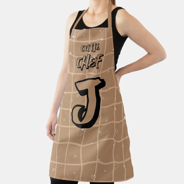 Cutie Chef Brown Gingham Apron (Insitu)