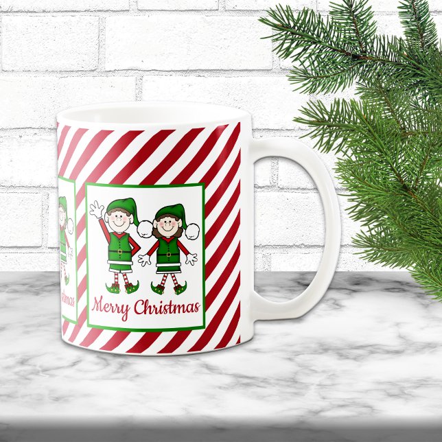 Cutie Christmas Elves Merry Christmas Coffee Mug