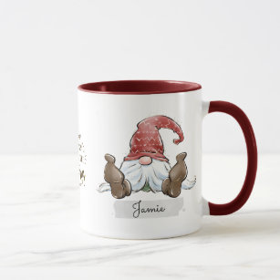 Christmas Gnome Coffee Mug 19 oz Figural 3D Holiday Hand Painted Elf Tomte  Santa