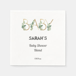 Cutie Elegant Greenery Floral Baby Shower Party Napkins