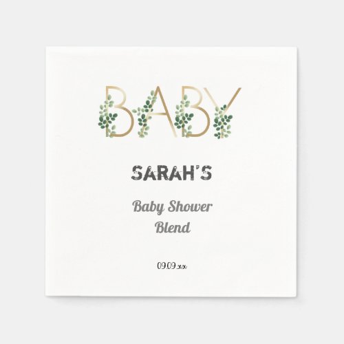 Cutie Elegant Greenery Floral Baby Shower Party  Napkins