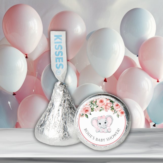 Cutie Elephant Blush Pink Floral Girl Baby Shower Hershey®'s Kisses® (Cutie Elephant Blush Pink Floral Girl Baby Shower Hershey®'s Kisses®)