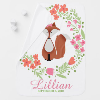 Cutie Fox Personalized Receiving Blanket