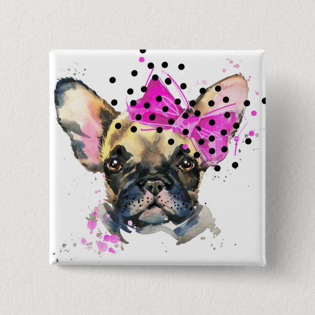 Cutie French Bull Dog Button (Front)