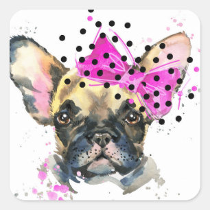 Cutie French Bull Dog Square Sticker