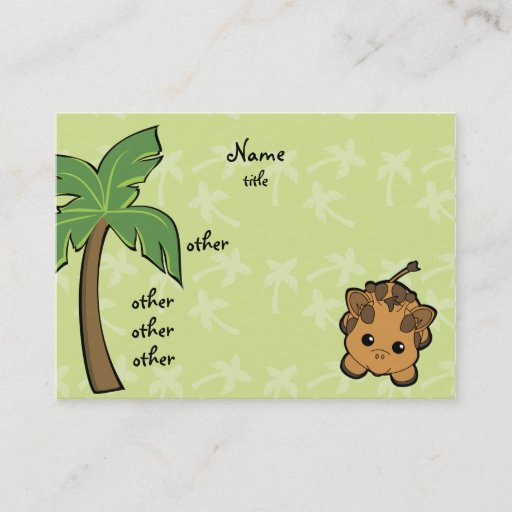 Customizable Cutie Giraffe Business Card Template
