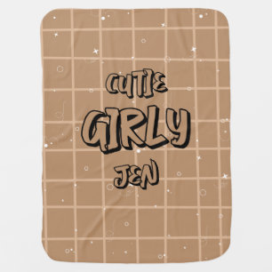 Cutie Girly Brown Gingham Baby Blanket