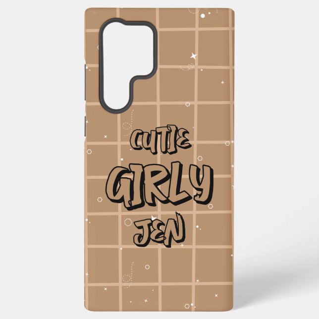 Cutie Girly Brown Gingham Samsung Galaxy Case (Back)