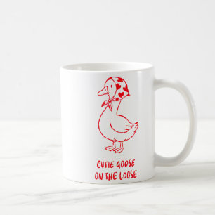 Cutie Goose Valentine Hearts Bandana Cute Barnyard Coffee Mug