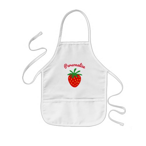 Cutie kids baking apron with red strawberry logo