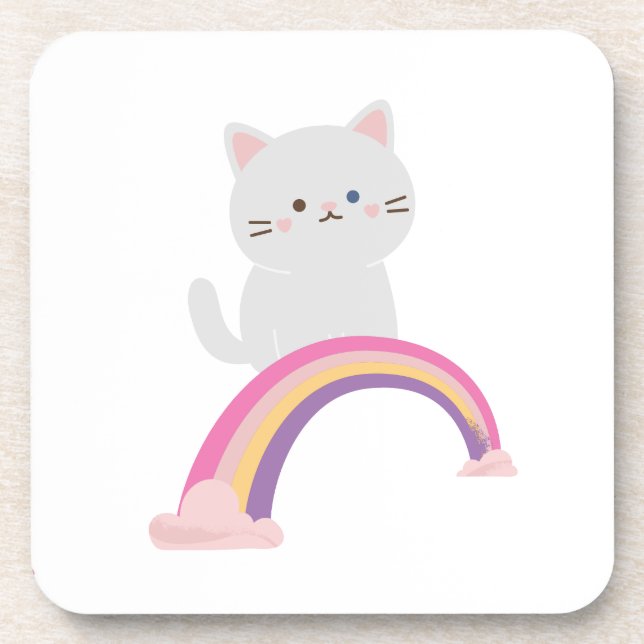 Cutie Kitten Cat              Beverage Coaster (Front)