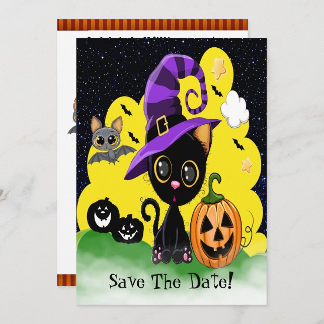 Cutie Kitty FUN Halloween Party Invitation (Front/Back)