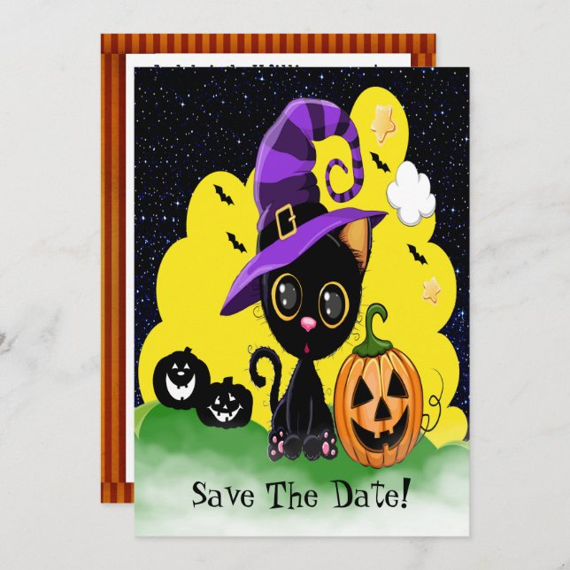 Cutie Kitty FUN Halloween Party Invitation (Front/Back)