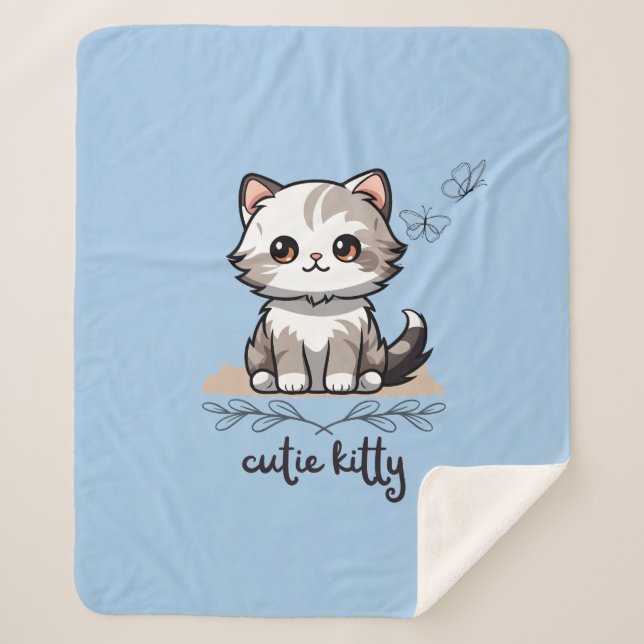 Cutie Kitty Sherpa Blanket (Front)