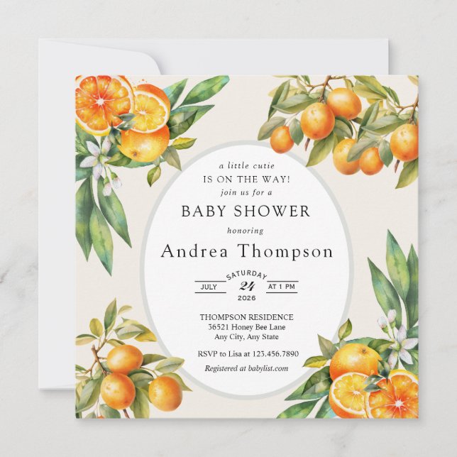 Cutie |  Orange Baby Shower Invitation (Front)