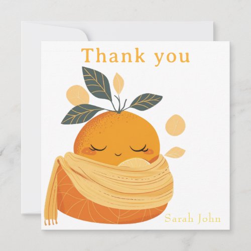 cutie orange Baby shower   Thank You Card