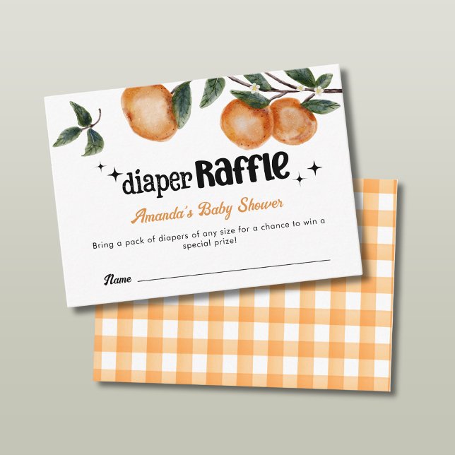 Cutie Orange Citrus Diaper Raffle Baby Shower Enclosure Card (Creator Uploaded)