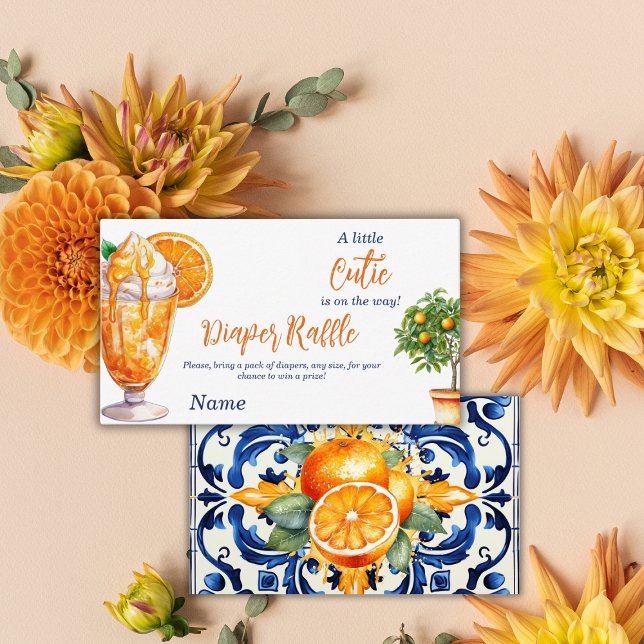 Cutie Orange Citrus Summer Baby Shower Diaper Enclosure Card (Creator Uploaded)