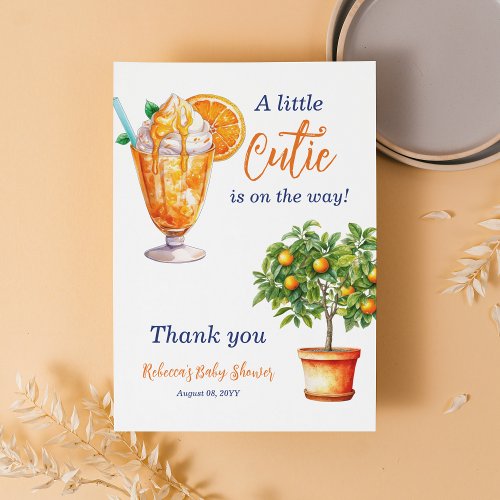 Cutie Orange Citrus Summer Ice Cream Baby Shower Thank You Card