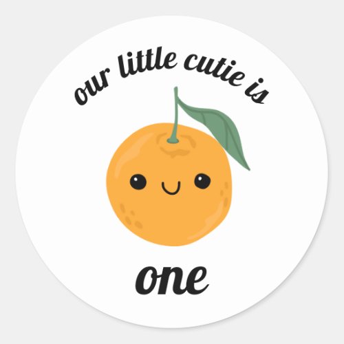 Cutie Orange Clementine Kawaii Face Tangerine Classic Round Sticker