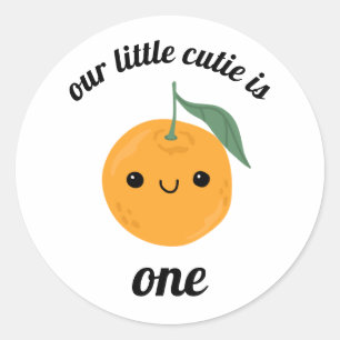 Cutie Orange Clementine Kawaii Face Tangerine Classic Round Sticker