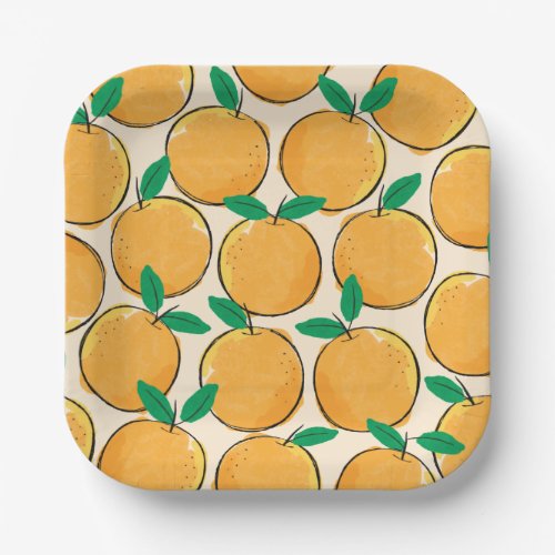 Cutie Orange Pattern Paper Plates