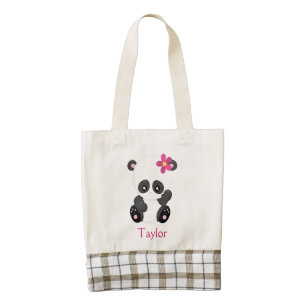 Cutie Panda Waves Hello Zazzle HEART Tote Bag