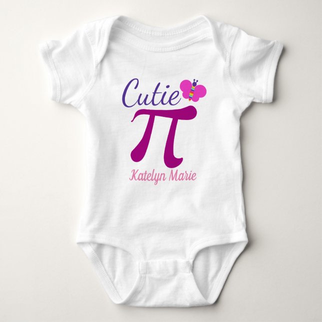 Cutie Pi Cute Funny Math Pun Baby Bodysuit (Front)