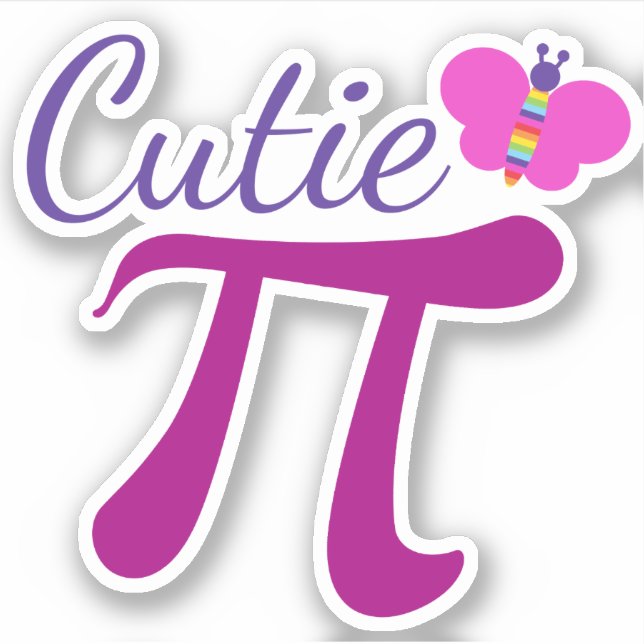 Cutie Pi Funny Math Pun Sticker (Front)
