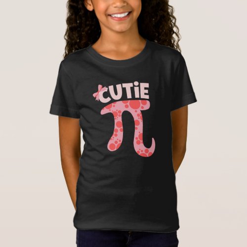 Cutie pi pink polka dots bow math pun T_Shirt