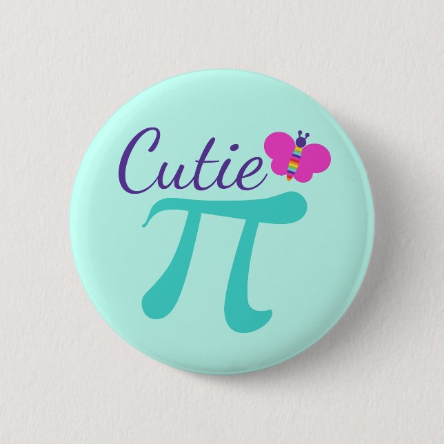 Cutie Pi Symbol Math Pun Button (Front)