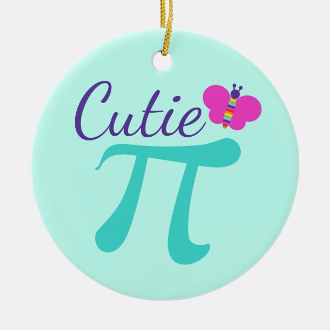 Cutie Pi Symbol Math Pun Ceramic Ornament (Front)