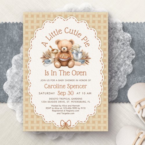 Cutie Pie Autumn Baking Baby Shower Invitation