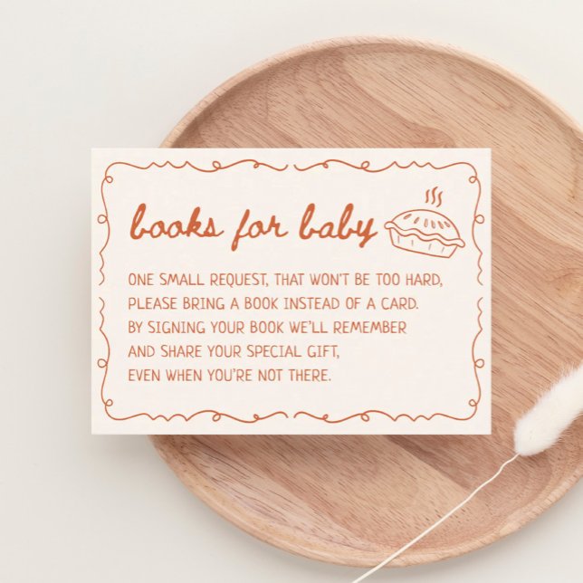 Cutie Pie Baby Shower Books for Baby Book Request Enclosure Card (Creator Uploaded)