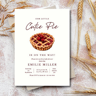 Cutie Pie Baby Shower Cherry Pie Fall Minimalist Invitation