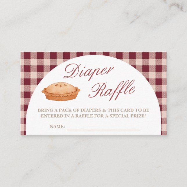 Cutie Pie Baby Shower Diaper Raffle Card  (Front)