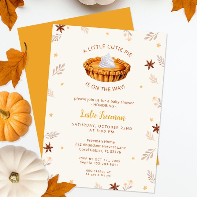 Cutie Pie Baby Shower – Fall Invitation (Autumn Baby Shower Invite)