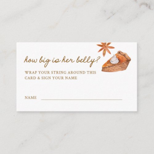 Cutie Pie Baby Shower How Big Is Her Belly Game Enclosure Card