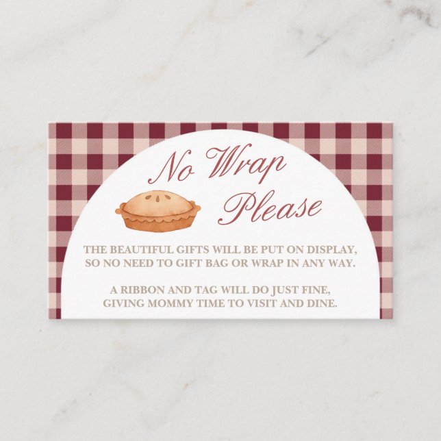 Cutie Pie Baby Shower No Wrap Enclosure Card  (Front)