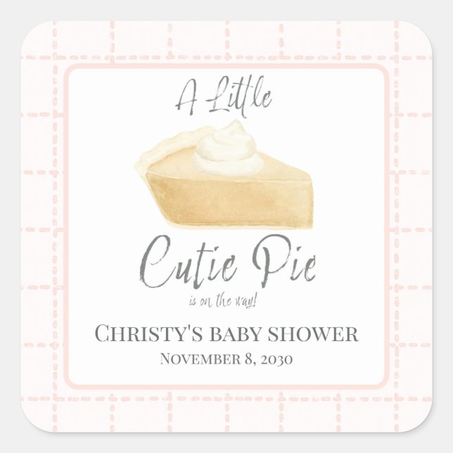 Cutie Pie Baby Shower Sticker (Front)