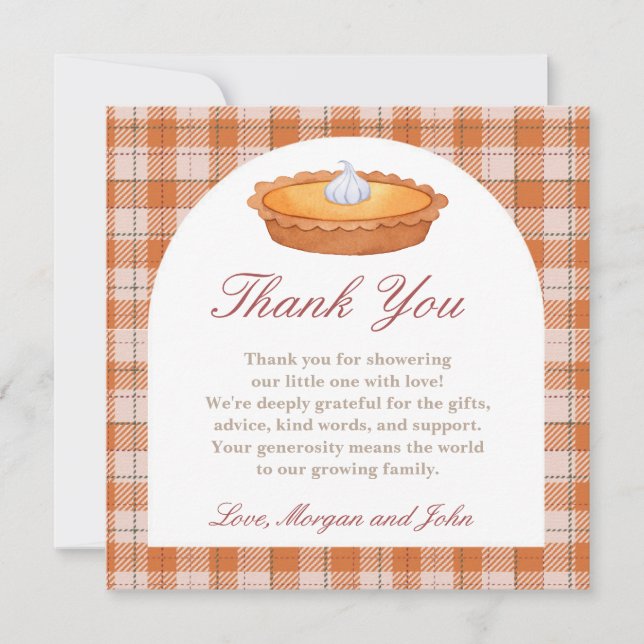Cutie Pie Baby Shower Thank You Card (Front)