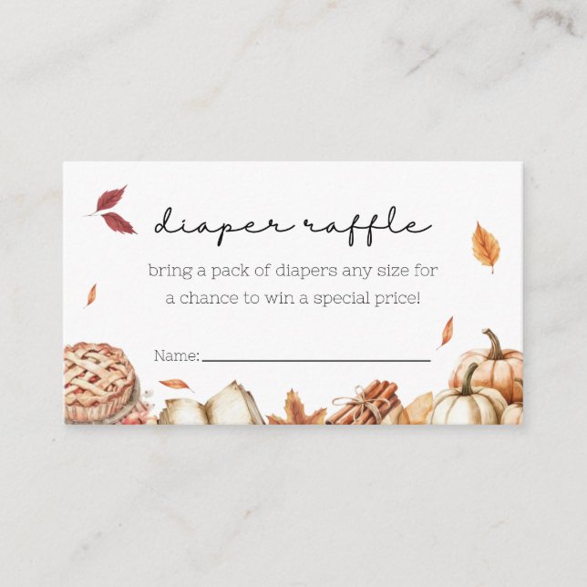 Cutie Pie Baking Autumn Diaper Raffle Baby Shower  Enclosure Card (Front)