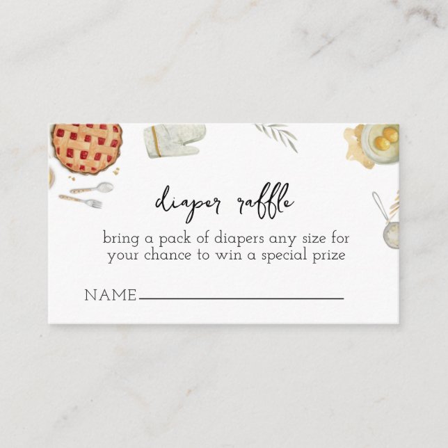 Cutie Pie Baking Diaper Raffle Baby Shower  Enclosure Card (Front)