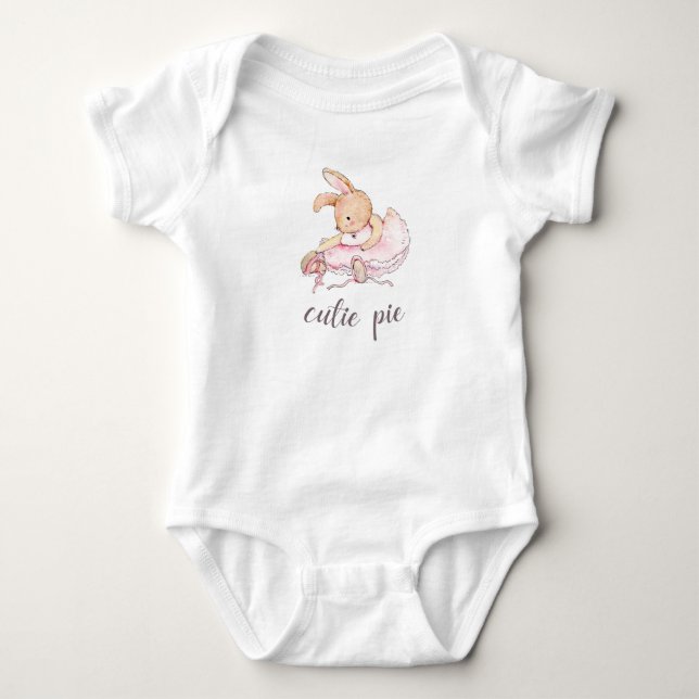 Cutie Pie Ballerina Bunny Baby Girl's Bodysuit (Front)