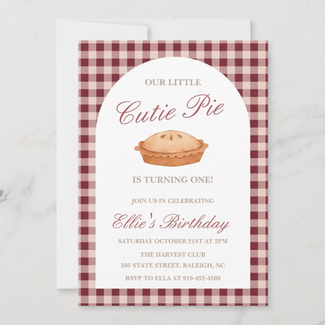 Cutie Pie Birthday Invitation (Front)