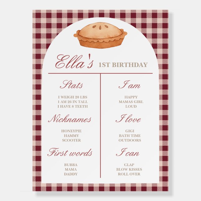 Cutie Pie Birthday Milestone Sign On A Foam Board (Front)