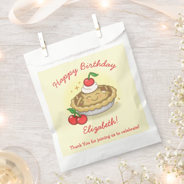 Cutie Pie Birthday Party Kids Cherry Favor Bag (Clipped)